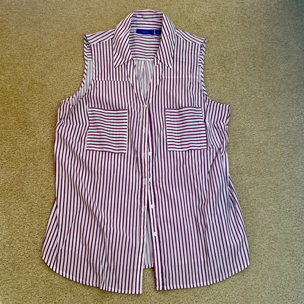 Sleeveless stripe summer blouse Size L